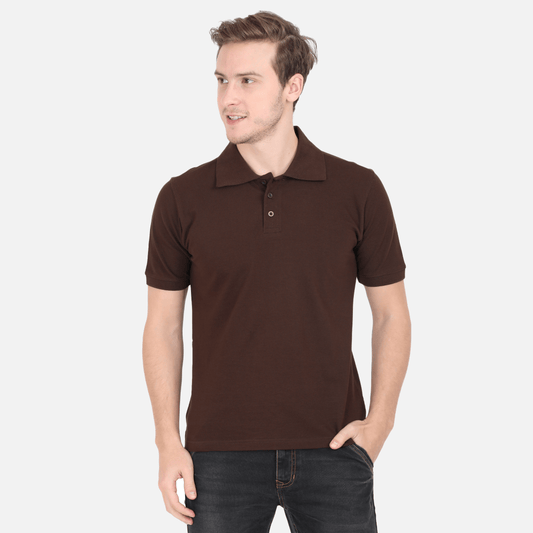 Solid Polo Men Coffee Brown