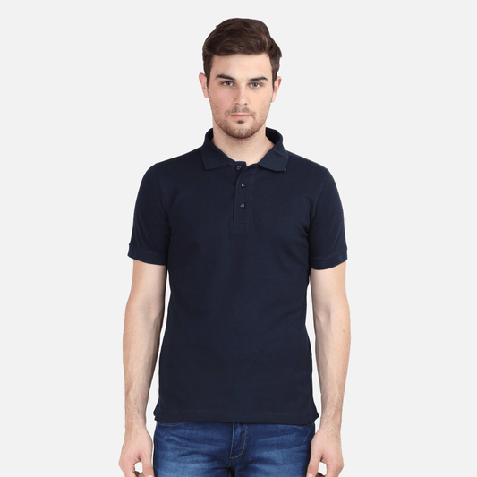 Solid Polo Men Navy Blue